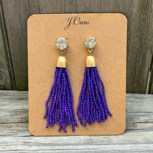 J.Crew | Rhinestone Beaded Tassel Earrings | 3” Length